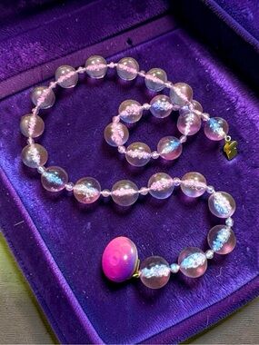 Vintage Aurora Lucite Beaded Necklace, 22”